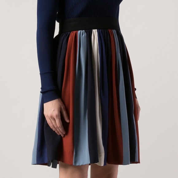 Chloe Dresses & Skirts - Chloe Striped Wool Pleated Silk Striped Skirt 36